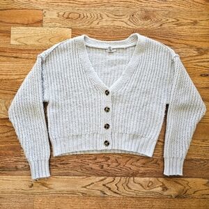 Full Tilt (Tillys) Size L Ivory V-Neck Cardigan Sweater Neutral Colors Chunky